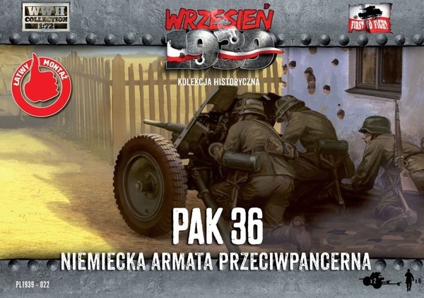 1:72 Сборная модель Немецкая противотанковая пушка PAK-36 с расчётом. - FTF022