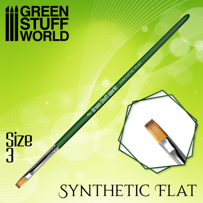 Кисть плоская Синтетическая Размер 3 / GREEN SERIES Flat Synthetic Brush Size 3 - 2457