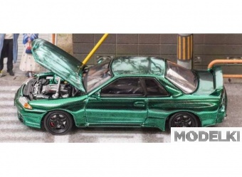 1:64 Nissan GTR-R32 full carbon with opening hood, green - FH012