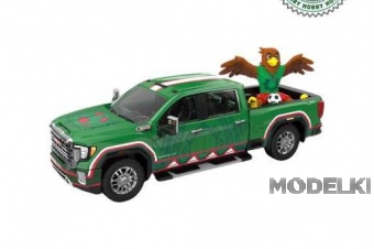 1:64 GMC Sierra 3500 HD *International Soccer Celebration 2026* Mexico Tribute with Eagle Figurine (2022), green - 30589