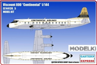 1:144 Сборная модель Самолёт Viscount 800 Continental - 144139-5