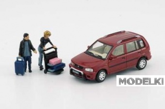 1:64 MAZDA 1994 Demio, red with some figures - BM64B0309rhd