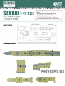1:700 Маска окрасочная IJN Light Cruiser Sendai 1933 (for aoshima 040133) - M700094