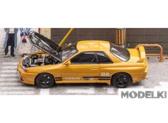 1:64 Nissan GTR-R32 with opening hood, yellow - FH014