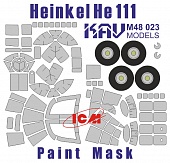 1:48 Маска окрасочная Немецкий бомбардировщик Heinkel He-111 (ICM) - M48 023