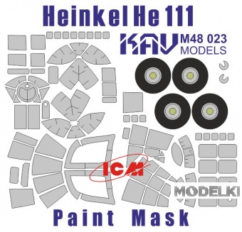 1:48 Маска окрасочная Немецкий бомбардировщик Heinkel He-111 (ICM) - M48 023