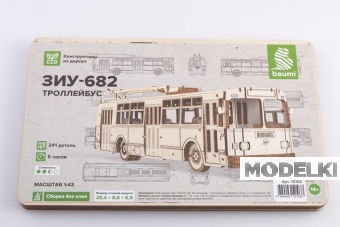 1:43 Сборная модель ЗИУ - 628 троллейбус (сборка без клея) - 12103