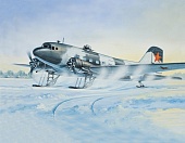 1:144 Сборная модель Транспортный самолет Ли-2Т зимняя версия - 14432