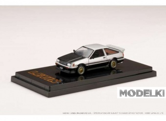 1:64 Toyota Corolla Levin AE86 3 Door customised version with carbon bonnet, silver / black - HJ641037CSK