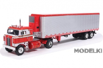1:64 KENWORTH Bullnose with vintage chrome trailer (1950), red and white - U64TRTR005S