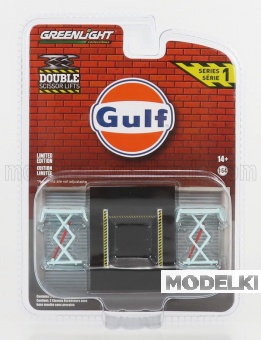 1:64 ACCESSORIES GARAGE SET OFFICINA - PONTE SOLLEVATORE AUTO - TWO POST LIFT, LIGHT BLUE - 16160B