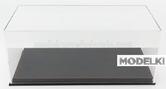 1:18 VETRINA DISPLAY BOX Base In Pelle Nera - Leather Base Black - Lungh.lenght Cm 31.7 X Largh.width Cm 15.9 X Alt.height Cm 12.9 (altezza Interna Interior Height Cm 11.3), Plastic Display - CK39711