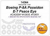 1:144 Маска окрасочная Boeing P-8A Poseidon / E-7 Peace Eye (ACADEMY #12635, #12651) + маски на диски и колеса - 14364