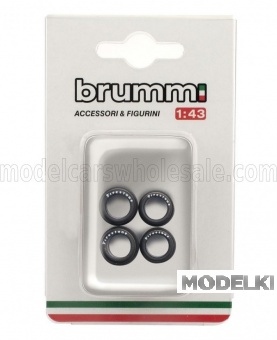 1:43 ACCESSORIES F1  Set 4x Pneumatici Da Pioggia Firestone - Rain Tires, Black - F108
