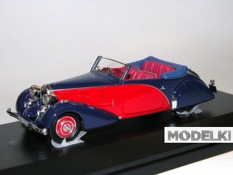 1:43 Bugatti T57 Cabriolet Graber 1936 sn 57446 open top Blue / Red - Nic001