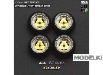 1:64 A3A Alloy Wheel & Rim set, gold/chrome - BC64065