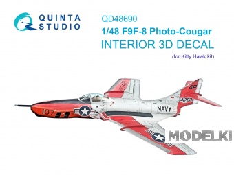 1:48 3D Декаль интерьера кабины F9F-8P Photo-Cougar (Kitty Hawk) - QD48690