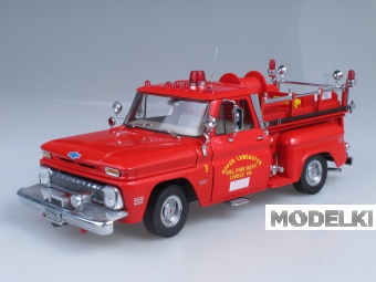 1:18 CHEVROLET C-20 FIRE TRUCK Pick-up Fire Engine Deparment Upper Lancaster (1965), red - 1383