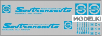 1:43 Набор декалей Sovtransavto для Минский-5205 (вариант 4), голубой (100х290) - DKP0044