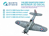 1:48 3D Декаль интерьера задней кабины для семейства SBD Dauntless (Accurate Miniatures / Academy/и т.д.) - QD48702