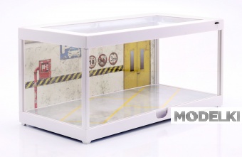1:18 Diorama Single display case white with LED lighting for scale 1:18 / 1:24 Triple9, white / transparent - T9-248810W