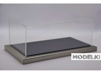 1:43 Display Case with Black Carbon and Metal base. 170x80x70mm - atl10159
