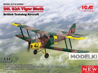 1:32 Сборная модель DH. 82A Tiger Moth, Британский учебный самолет - 32035