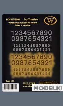 1:35 Сухая декаль WWII German numbers for vehicles. Variant 1-Outline - HDF-DT-3506