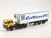 1:43 MERCEDES-BENZ NG 2232 с полуприцепом Lamberet Совтрансавто, желтый / белый / синий - SSM7076
