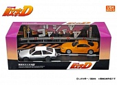 1:64 Initial D Set Vol. 19 Initial D Fujiwara Takumi AE86 & Nakamura Kenta S14, white / orange - MD64219