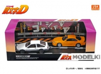 1:64 Initial D Set Vol. 19 Initial D Fujiwara Takumi AE86 & Nakamura Kenta S14, white / orange - MD64219