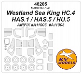 1:48 Маска окрасочная Westland Sea King HC.4/HAS.1/HAS.5/HU.5 (AIRFIX #A11006, #A11008) + маски на диски и колеса - 48205