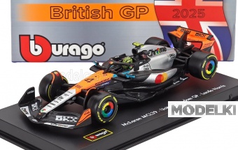1:43 McLAREN F1 Mcl39 Team Mclaren №4 World Champion Winner Silverstone British Gp (2025) Lando Norris - With Pilot And Showcase, Orange Chrome Black - 18-38249-SILVERSTONE-4