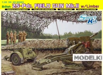 1:35 Сборная модель Английская полевая пушка 25pdr Field Gun Mk.II with Limber - 6774
