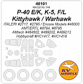 1:48 Маска окрасочная P-40 E/K, K-5, F/L Kittyhawk / Warhawk + маски на диски и колеса - 48101