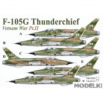 1:48 Декаль для F-105G Thunderchief Vietnam War Pt.2, с тех. надписями - UR48262