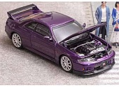 1:64 Nissan GTR-R33 with opening hood, purple - FH027