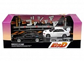 1:64 Initial D Set Vol. 18 Nakazato Takeshi Skyline GTR BNR32 & Iwaki Seiji Lancer Evo IV, black / white - MD64218