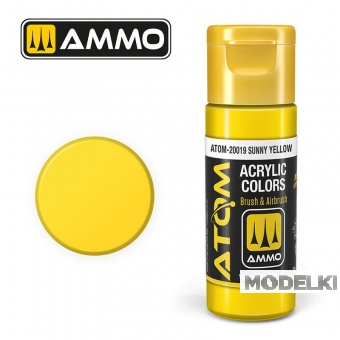 Краска акриловая ATOM COLOR Солнечно-жёлтый / Sunny Yellow, 20мл - ATOM20019