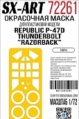 1:72 Маска окрасочная Republic P-47D Thunderbolt 'Razorback' (Tamiya) - 72261