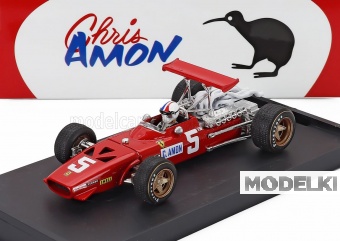 1:43 FERRARI F1 312 №5 2nd British Gp (1968) Chris Amon - With Driver Figure, Red - R172B-CH