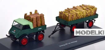 1:43 MERCEDES BENZ Unimog U401 Truck With Trailer (1953) - Trasporto Legna, Green Wood - 03133-X1