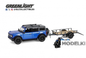1:64 FORD Bronco 4-двери 4x4 Black Diamond с прицепом и мотоциклом (2021), Velocity Blue Metallic/Black - 32320C