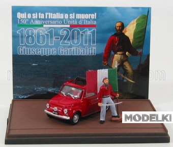 1:43 FIAT 500 Giuseppe Garibaldi - Lo Sbarco Delle 1000 500 Rosse A Marsala 11 Maggio (1960) - 150th Anniversario Unita' D'italia 1861-2011, Red - AS150