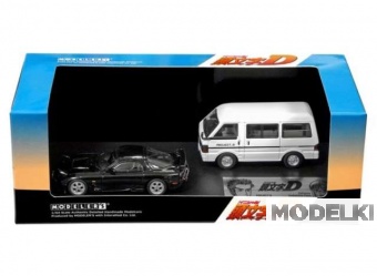 1:64 Initial D Set Vol. 13 Kyoko Iwase RX-7 (FD3S) & Project D support car (Nissan Vanette Van), black / white - MD64213