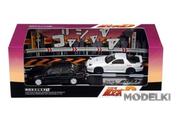 1:64 Initial D Set Vol. 17 Kyoichi Sudo Lancer Evolution III & Ryosuke Takahashi RX-7 (FC3S), black / white - MD64217
