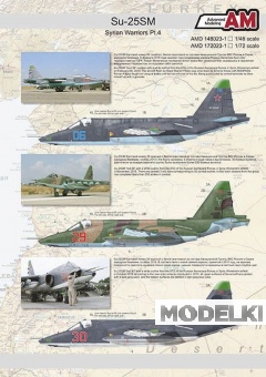 1:72 Декали для Су-25CМ из состава Авиационной Группы ВКС России в Сирии, аэродром Хмеймим - AMD172023-1