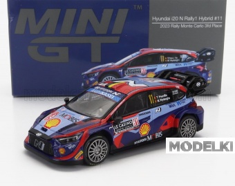 1:64 HYUNDAI I20 N Rally1 Team Shell Mobis Wrt №11 3rd Rally Montecarlo (2023) Thierry Neuville - Martijn Wydaeghe, 2 Tone Blue Red - MGT00710-L