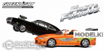 1:43 DODGE Charger 1970 и TOYOTA Supra из к/ф 'Форсаж (1995), black / orange - 86250