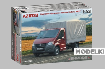 1:43 Сборная модель ГАЗель Next А21R33 бортовой с тентом - LMК-45589
